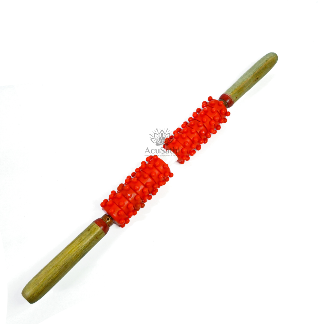 AcuSathi Dual-Handle Body Massager Roller – Premium Red AcuSathi™ Dual-Handle Body Massager Roller – Premium - Image 1